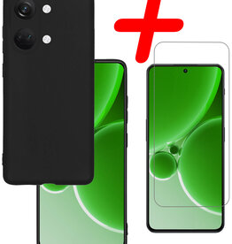 BASEY. BASEY. OnePlus Nord 3 Hoesje Siliconen Met Screenprotector - Zwart