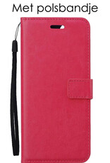 NoXx Hoes Geschikt voor OnePlus Nord 3 Hoesje Book Case Hoes Flip Cover Wallet Bookcase Met Screenprotector - Donkerroze