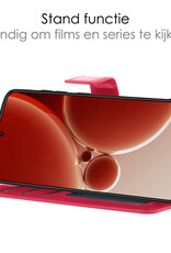 NoXx Hoes Geschikt voor OnePlus Nord 3 Hoesje Book Case Hoes Flip Cover Wallet Bookcase Met Screenprotector - Donkerroze