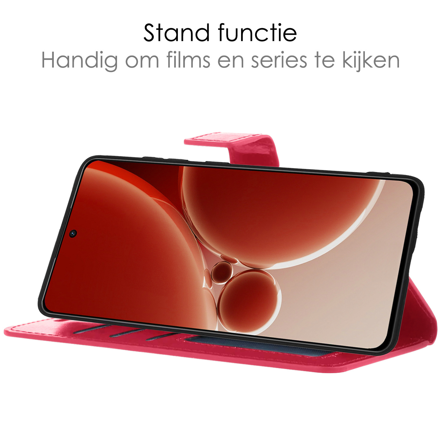 NoXx Hoes Geschikt voor OnePlus Nord 3 Hoesje Book Case Hoes Flip Cover Wallet Bookcase Met Screenprotector - Donkerroze