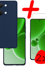 BASEY. Hoes Geschikt voor OnePlus Nord 3 Hoesje Siliconen Back Cover Case Met 2x Screenprotector - Hoesje Geschikt voor OnePlus Nord 3 Hoes Cover Hoesje - Donkerblauw