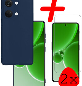 BASEY. BASEY. OnePlus Nord 3 Hoesje Siliconen Met 2x Screenprotector - Donkerblauw