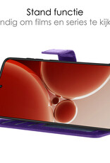 NoXx Hoes Geschikt voor OnePlus Nord 3 Hoesje Book Case Hoes Flip Cover Wallet Bookcase Met Screenprotector - Paars