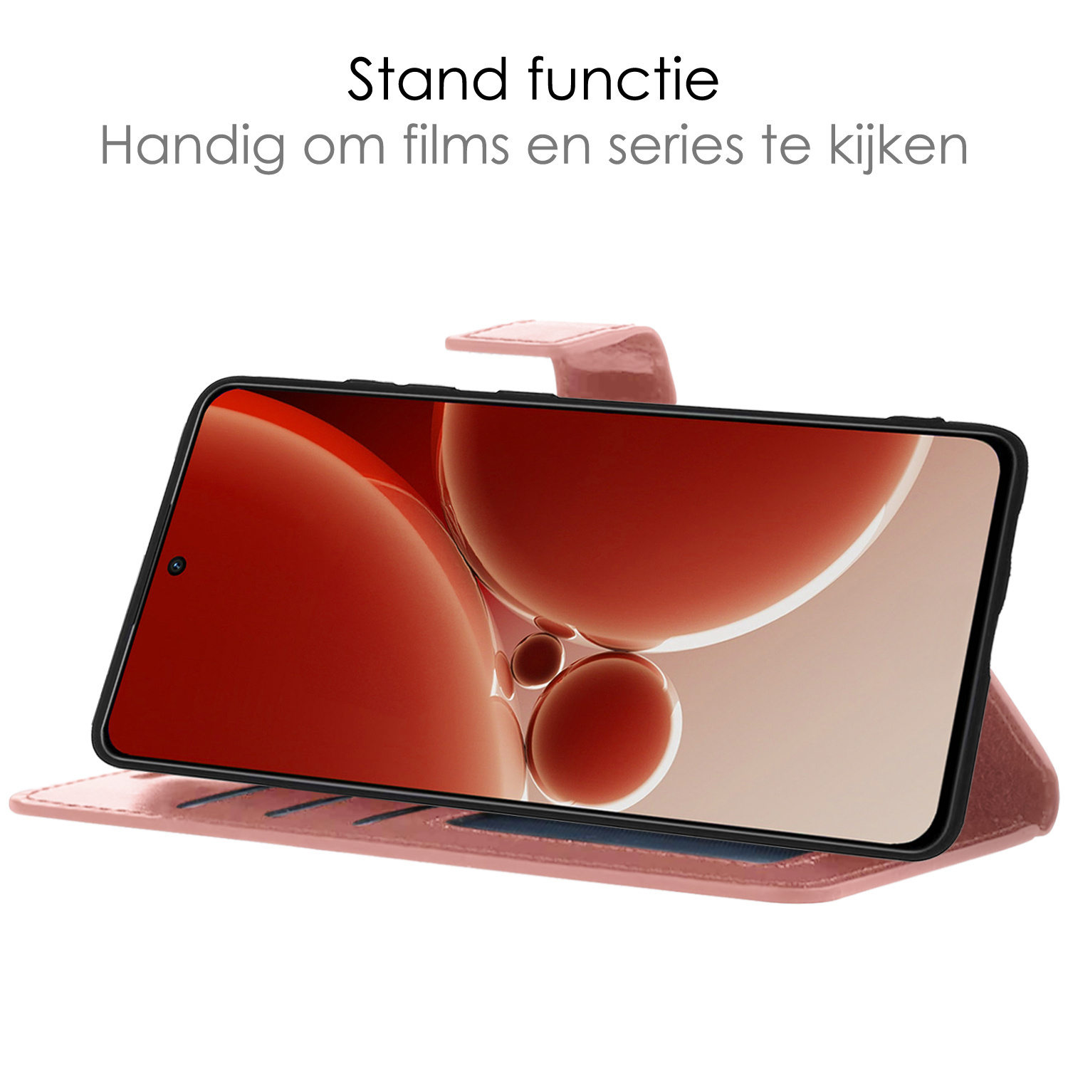 NoXx Hoes Geschikt voor OnePlus Nord 3 Hoesje Book Case Hoes Flip Cover Wallet Bookcase Met Screenprotector - Rosé goud