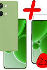 BASEY. Hoes Geschikt voor OnePlus Nord 3 Hoesje Siliconen Back Cover Case Met 2x Screenprotector - Hoesje Geschikt voor OnePlus Nord 3 Hoes Cover Hoesje - Groen