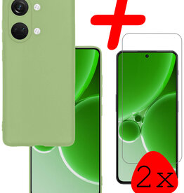 BASEY. BASEY. OnePlus Nord 3 Hoesje Siliconen Met 2x Screenprotector - Groen