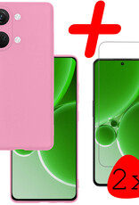 BASEY. Hoes Geschikt voor OnePlus Nord 3 Hoesje Siliconen Back Cover Case Met 2x Screenprotector - Hoesje Geschikt voor OnePlus Nord 3 Hoes Cover Hoesje - Lichtroze