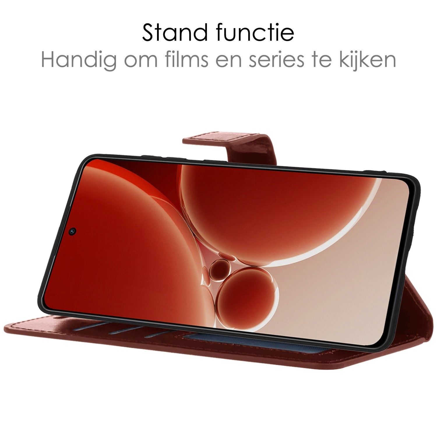 NoXx Hoes Geschikt voor OnePlus Nord 3 Hoesje Book Case Hoes Flip Cover Wallet Bookcase Met 2x Screenprotector - Bruin