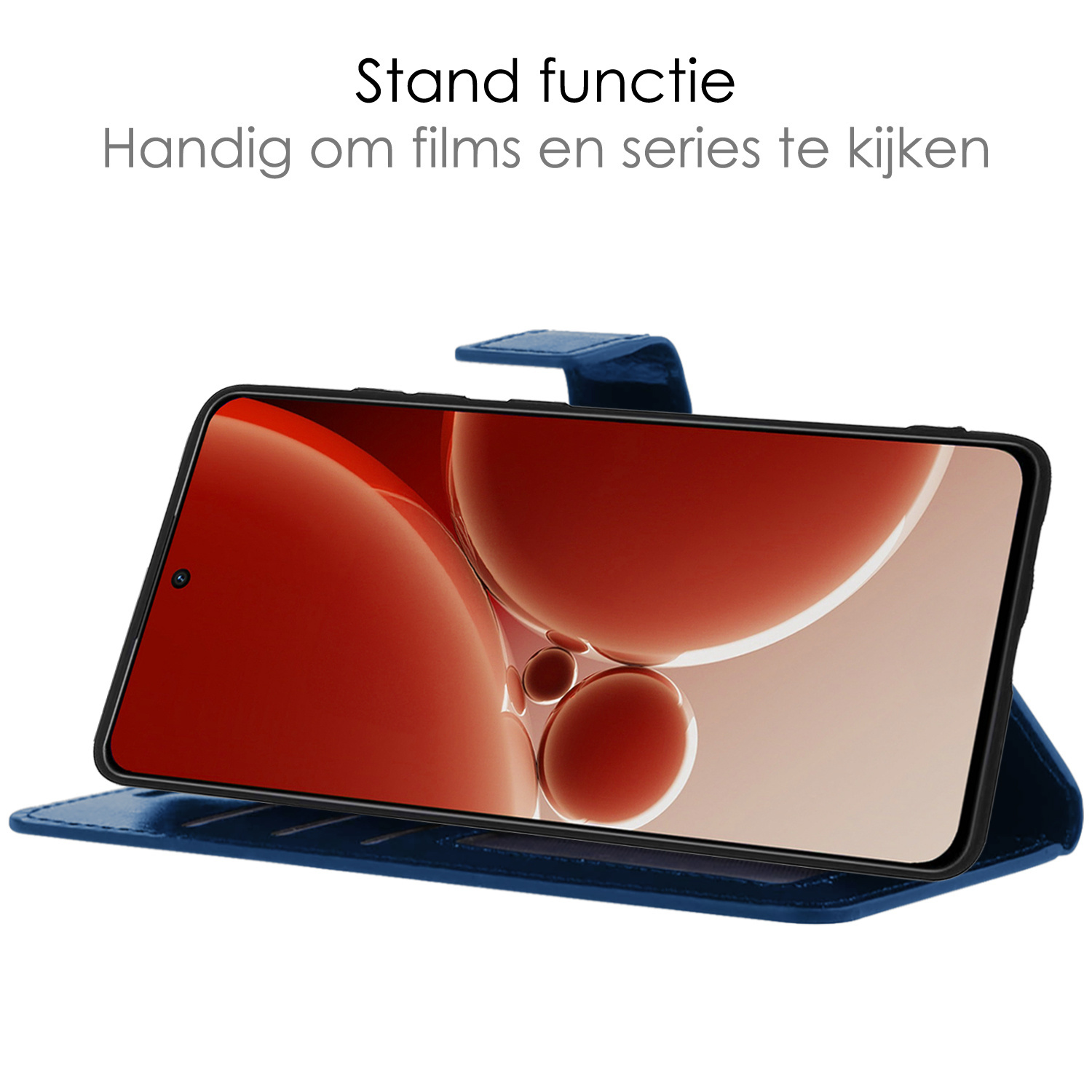 NoXx Hoes Geschikt voor OnePlus Nord 3 Hoesje Book Case Hoes Flip Cover Wallet Bookcase Met 2x Screenprotector - Donkerblauw