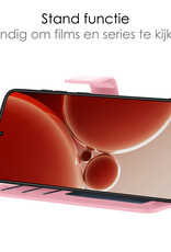 NoXx Hoes Geschikt voor OnePlus Nord 3 Hoesje Book Case Hoes Flip Cover Wallet Bookcase Met 2x Screenprotector - Lichtroze