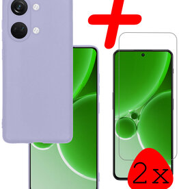 BASEY. BASEY. OnePlus Nord 3 Hoesje Siliconen Met 2x Screenprotector - Lila