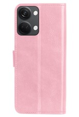 NoXx Hoes Geschikt voor OnePlus Nord 3 Hoesje Book Case Hoes Flip Cover Wallet Bookcase Met 2x Screenprotector - Lichtroze