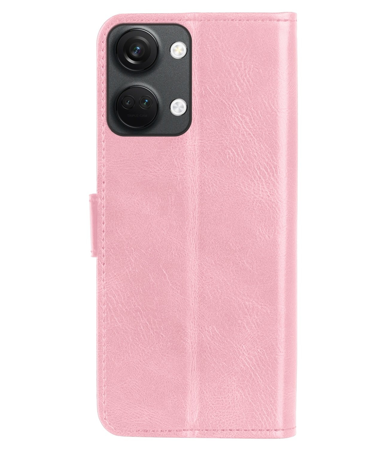 NoXx Hoes Geschikt voor OnePlus Nord 3 Hoesje Book Case Hoes Flip Cover Wallet Bookcase Met 2x Screenprotector - Lichtroze