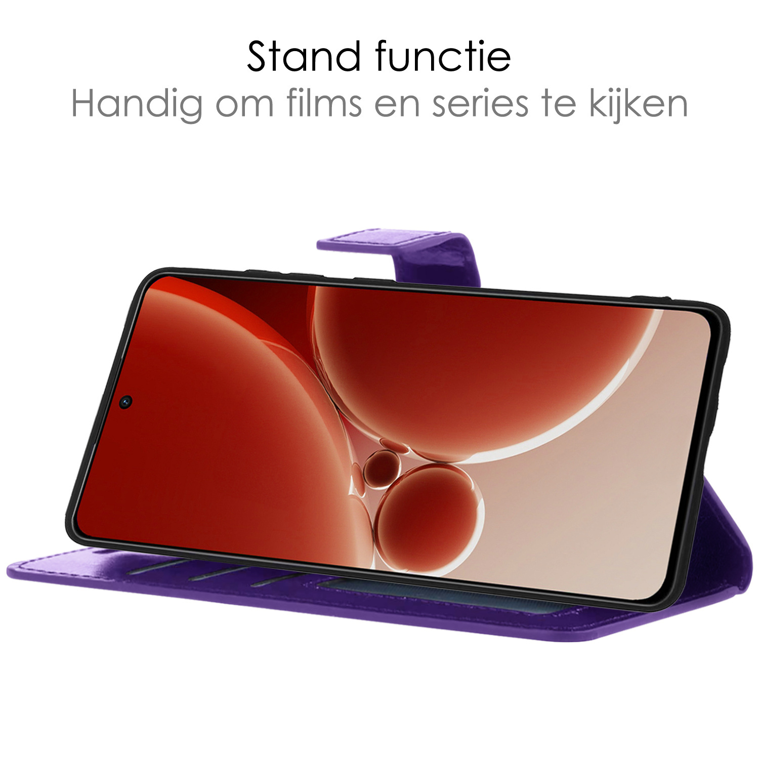 NoXx Hoes Geschikt voor OnePlus Nord 3 Hoesje Book Case Hoes Flip Cover Wallet Bookcase Met 2x Screenprotector - Paars