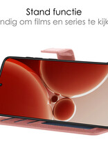 NoXx Hoes Geschikt voor OnePlus Nord 3 Hoesje Book Case Hoes Flip Cover Wallet Bookcase Met 2x Screenprotector - Rosé goud