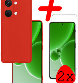 BASEY. BASEY. OnePlus Nord 3 Hoesje Siliconen Met 2x Screenprotector - Rood