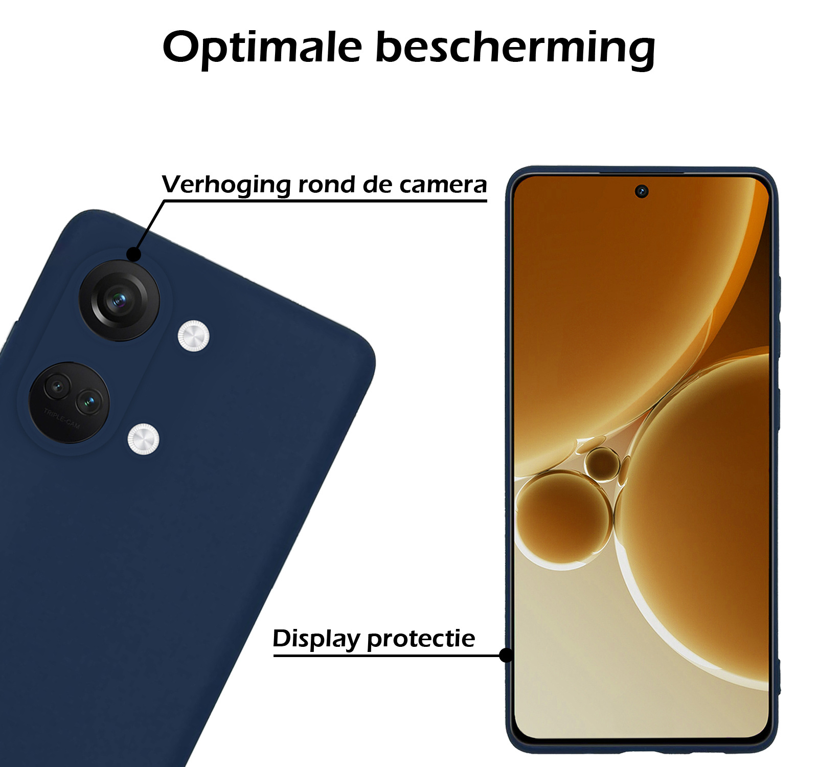Nomfy Hoesje Geschikt voor OnePlus Nord 3 Hoesje Siliconen Cover Case - Hoes Geschikt voor OnePlus Nord 3 Hoes Back Case - 2-PACK - Donkerblauw