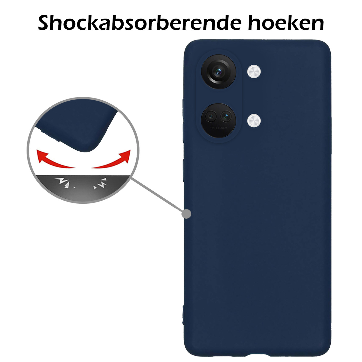 Nomfy Hoesje Geschikt voor OnePlus Nord 3 Hoesje Siliconen Cover Case - Hoes Geschikt voor OnePlus Nord 3 Hoes Back Case - 2-PACK - Donkerblauw