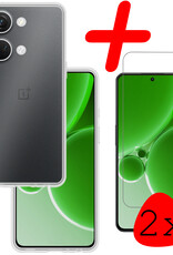 BASEY. Hoes Geschikt voor OnePlus Nord 3 Hoesje Siliconen Back Cover Case Met 2x Screenprotector - Hoesje Geschikt voor OnePlus Nord 3 Hoes Cover Hoesje - Transparant