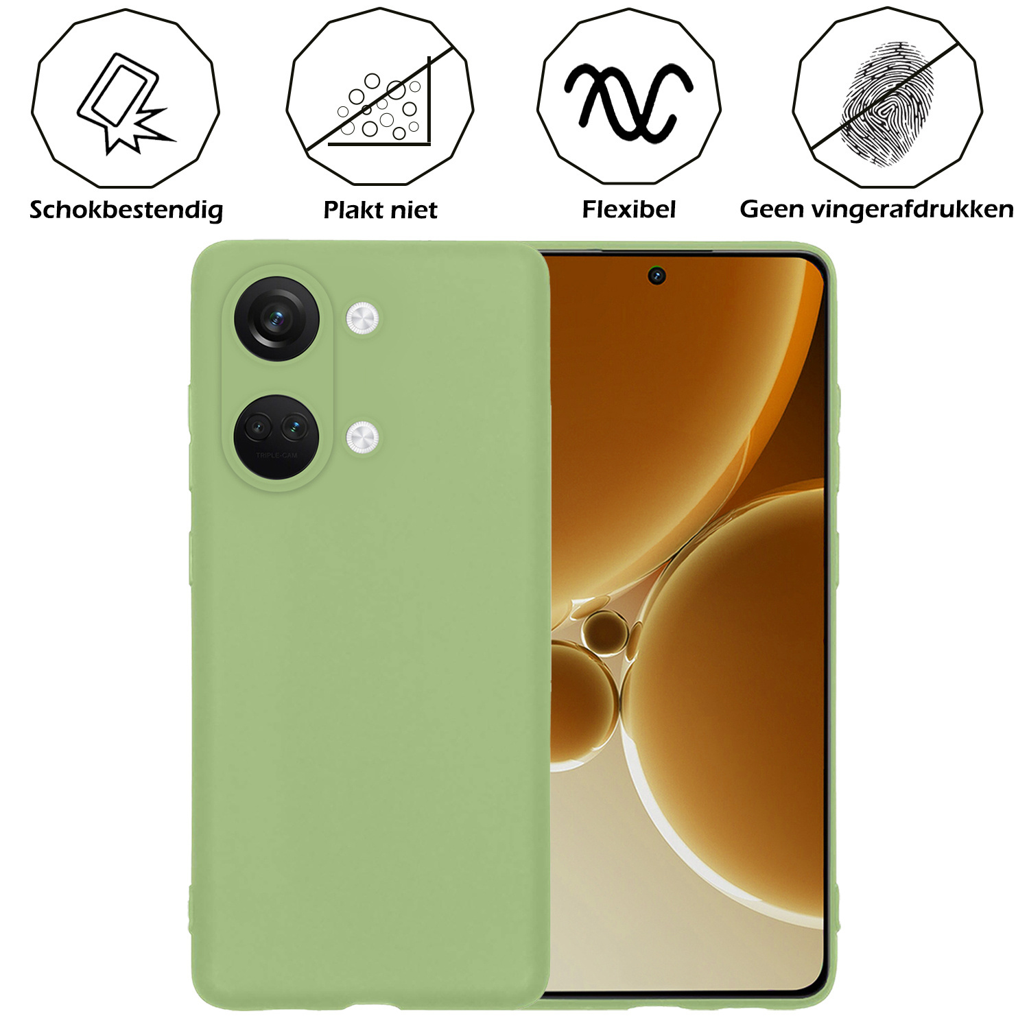 Nomfy Hoesje Geschikt voor OnePlus Nord 3 Hoesje Siliconen Cover Case - Hoes Geschikt voor OnePlus Nord 3 Hoes Back Case - 2-PACK - Groen