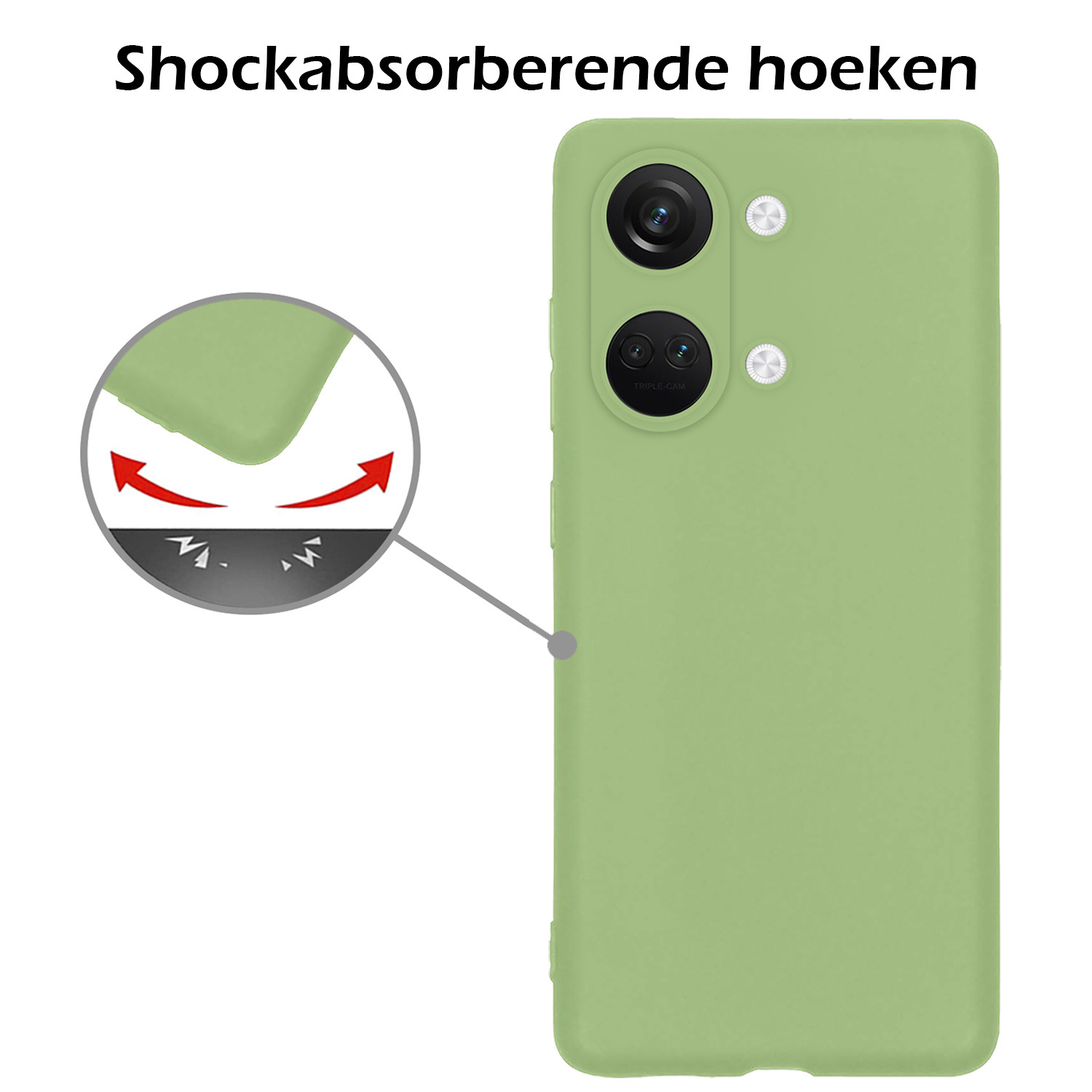 Nomfy Hoesje Geschikt voor OnePlus Nord 3 Hoesje Siliconen Cover Case - Hoes Geschikt voor OnePlus Nord 3 Hoes Back Case - 2-PACK - Groen
