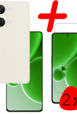 BASEY. Hoes Geschikt voor OnePlus Nord 3 Hoesje Siliconen Back Cover Case Met 2x Screenprotector - Hoesje Geschikt voor OnePlus Nord 3 Hoes Cover Hoesje - Wit