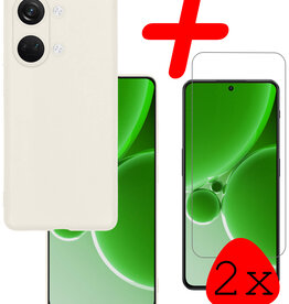 BASEY. BASEY. OnePlus Nord 3 Hoesje Siliconen Met 2x Screenprotector - Wit