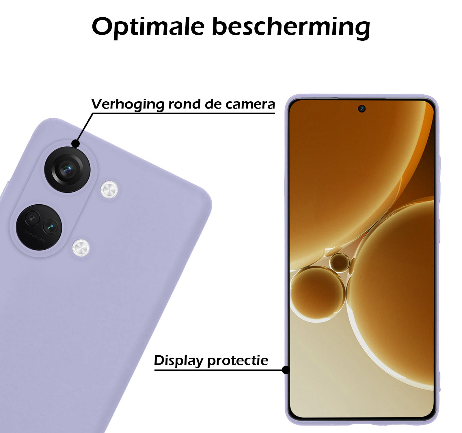 Nomfy Hoesje Geschikt voor OnePlus Nord 3 Hoesje Siliconen Cover Case - Hoes Geschikt voor OnePlus Nord 3 Hoes Back Case - 2-PACK - Lila