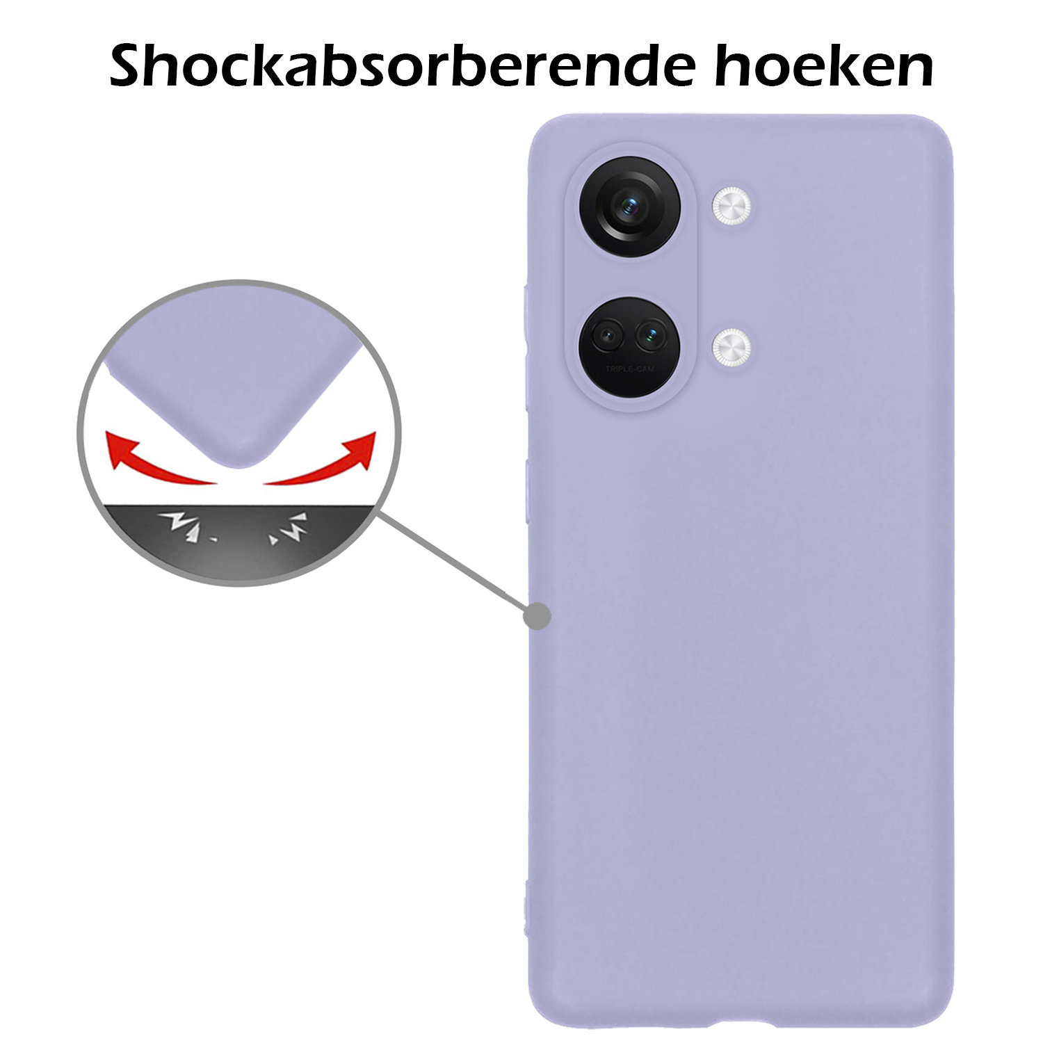 Nomfy Hoesje Geschikt voor OnePlus Nord 3 Hoesje Siliconen Cover Case - Hoes Geschikt voor OnePlus Nord 3 Hoes Back Case - 2-PACK - Lila
