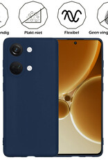 Nomfy Hoesje Geschikt voor OnePlus Nord 3 Hoesje Siliconen Cover Case Met Screenprotector - Hoes Geschikt voor OnePlus Nord 3 Hoes Back Case - Donkerblauw