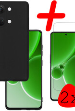 BASEY. Hoes Geschikt voor OnePlus Nord 3 Hoesje Siliconen Back Cover Case Met 2x Screenprotector - Hoesje Geschikt voor OnePlus Nord 3 Hoes Cover Hoesje - Zwart