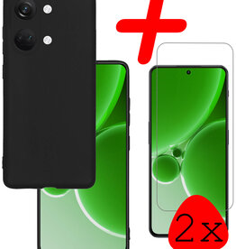 BASEY. BASEY. OnePlus Nord 3 Hoesje Siliconen Met 2x Screenprotector - Zwart