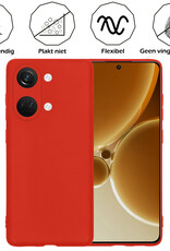 Nomfy Hoesje Geschikt voor OnePlus Nord 3 Hoesje Siliconen Cover Case Met Screenprotector - Hoes Geschikt voor OnePlus Nord 3 Hoes Back Case - Rood