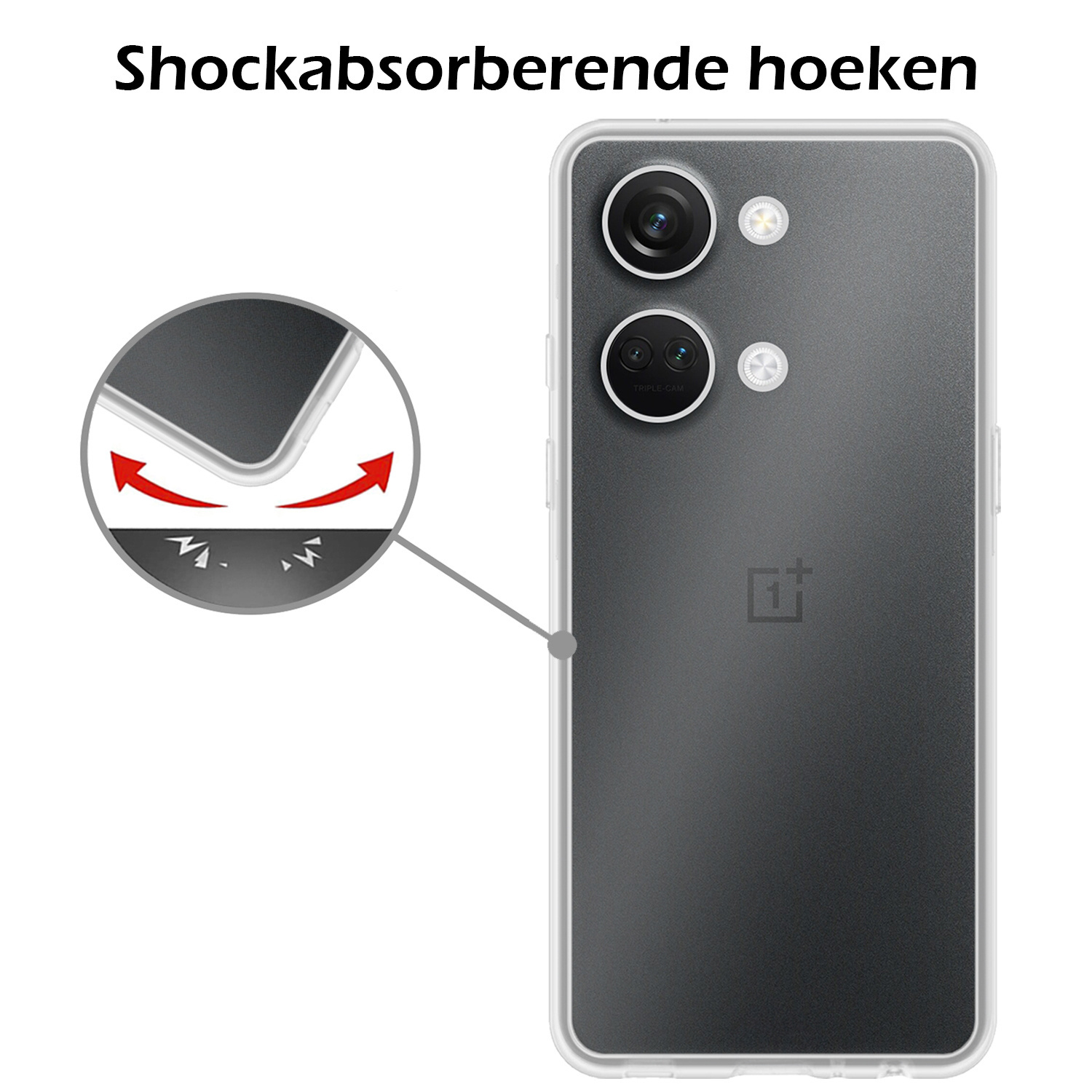 Nomfy Hoesje Geschikt voor OnePlus Nord 3 Hoesje Siliconen Cover Case Met Screenprotector - Hoes Geschikt voor OnePlus Nord 3 Hoes Back Case - Transparant