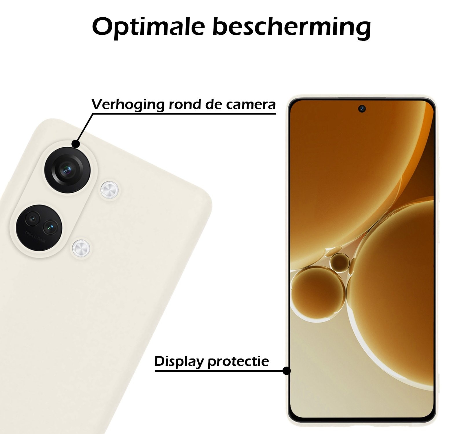 Nomfy Hoesje Geschikt voor OnePlus Nord 3 Hoesje Siliconen Cover Case Met Screenprotector - Hoes Geschikt voor OnePlus Nord 3 Hoes Back Case - Wit