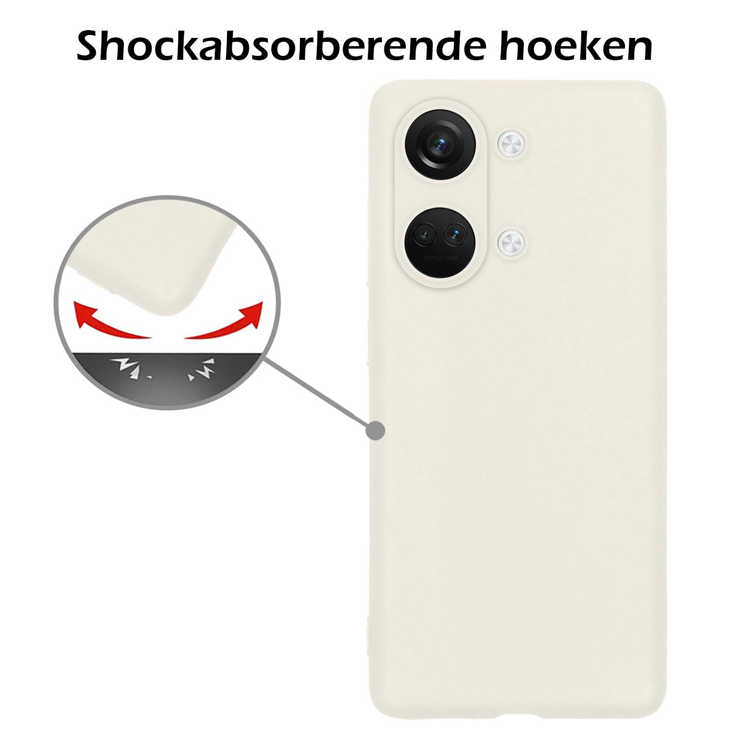 Nomfy Hoesje Geschikt voor OnePlus Nord 3 Hoesje Siliconen Cover Case Met Screenprotector - Hoes Geschikt voor OnePlus Nord 3 Hoes Back Case - Wit