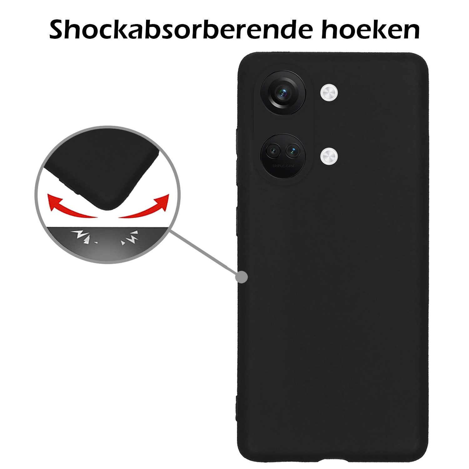Nomfy Hoesje Geschikt voor OnePlus Nord 3 Hoesje Siliconen Cover Case Met Screenprotector - Hoes Geschikt voor OnePlus Nord 3 Hoes Back Case - Zwart