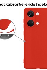 Nomfy Hoesje Geschikt voor OnePlus Nord 3 Hoesje Siliconen Cover Case Met 2x Screenprotector - Hoes Geschikt voor OnePlus Nord 3 Hoes Back Case - Rood