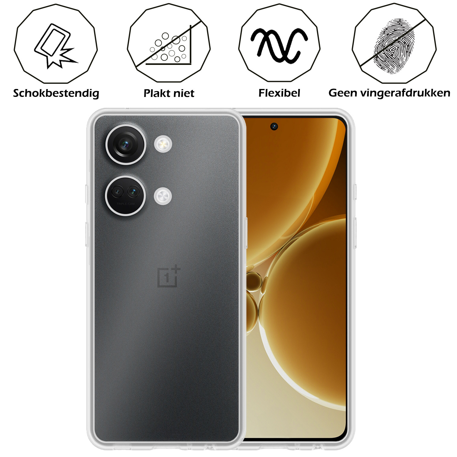 Nomfy Hoesje Geschikt voor OnePlus Nord 3 Hoesje Siliconen Cover Case Met 2x Screenprotector - Hoes Geschikt voor OnePlus Nord 3 Hoes Back Case - Transparant