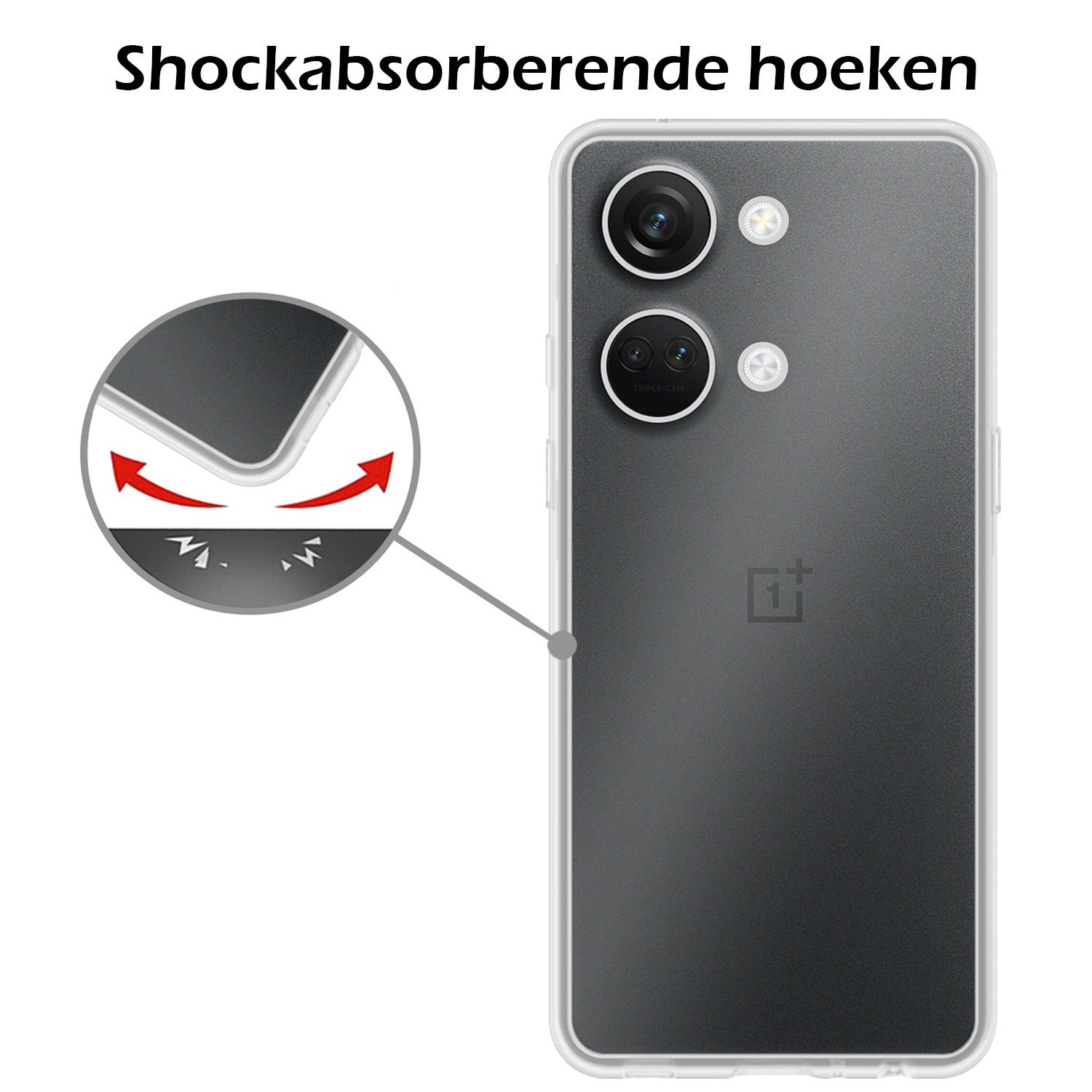 Nomfy Hoesje Geschikt voor OnePlus Nord 3 Hoesje Siliconen Cover Case Met 2x Screenprotector - Hoes Geschikt voor OnePlus Nord 3 Hoes Back Case - Transparant