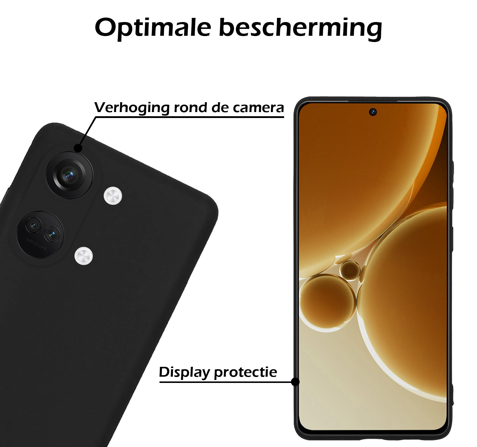 Nomfy Hoesje Geschikt voor OnePlus Nord 3 Hoesje Siliconen Cover Case Met 2x Screenprotector - Hoes Geschikt voor OnePlus Nord 3 Hoes Back Case - Zwart