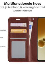 Nomfy Hoesje Geschikt voor OnePlus Nord 3 Hoes Bookcase Flipcase Book Cover Met Screenprotector - Hoes Geschikt voor OnePlus Nord 3 Hoesje Book Case - Bruin