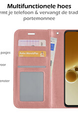 Nomfy Hoesje Geschikt voor OnePlus Nord 3 Hoes Bookcase Flipcase Book Cover Met Screenprotector - Hoes Geschikt voor OnePlus Nord 3 Hoesje Book Case - Rosé goud