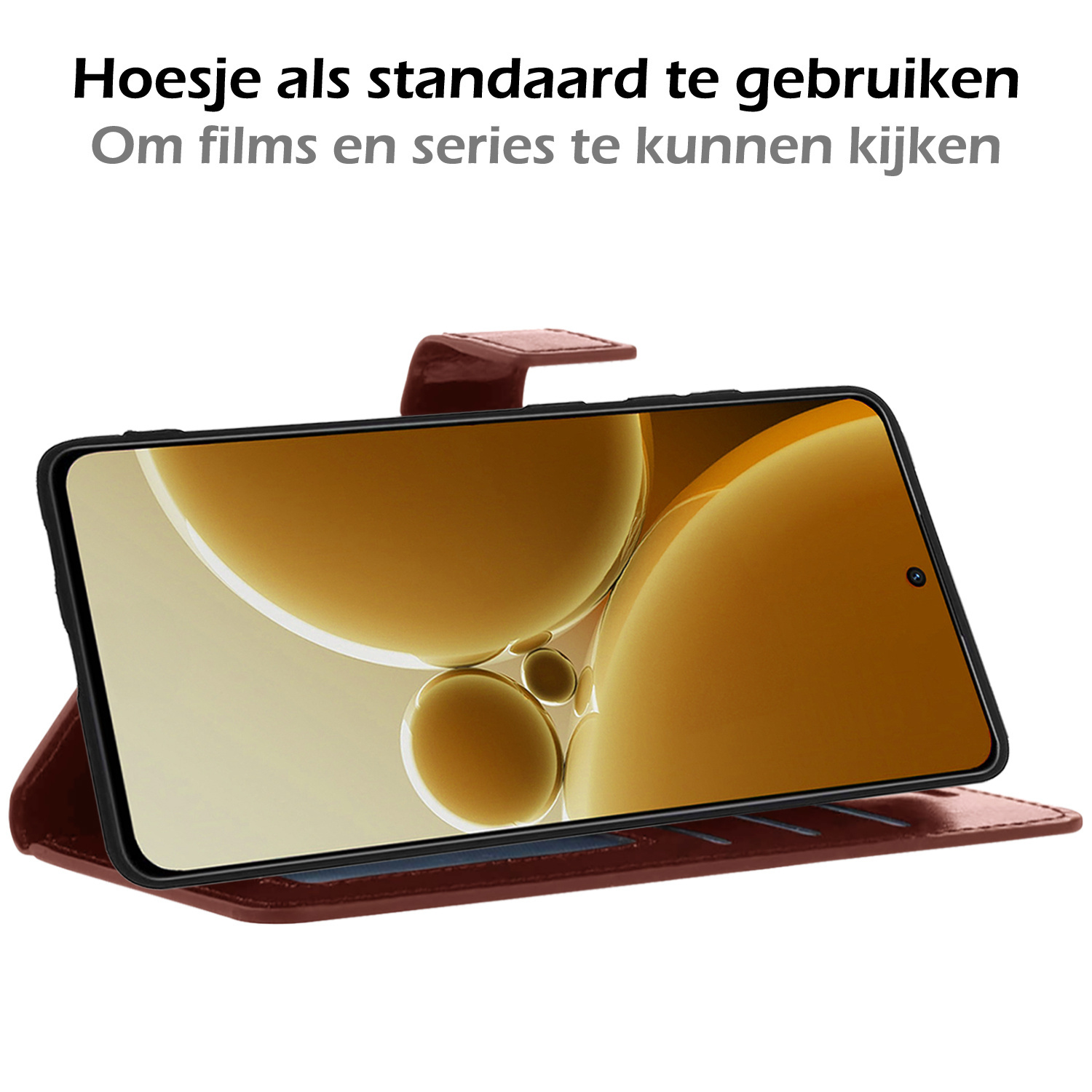 Nomfy Hoesje Geschikt voor OnePlus Nord 3 Hoes Bookcase Flipcase Book Cover Met 2x Screenprotector - Hoes Geschikt voor OnePlus Nord 3 Hoesje Book Case - Bruin