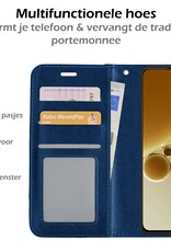 Nomfy Hoesje Geschikt voor OnePlus Nord 3 Hoes Bookcase Flipcase Book Cover Met 2x Screenprotector - Hoes Geschikt voor OnePlus Nord 3 Hoesje Book Case - Donkerblauw