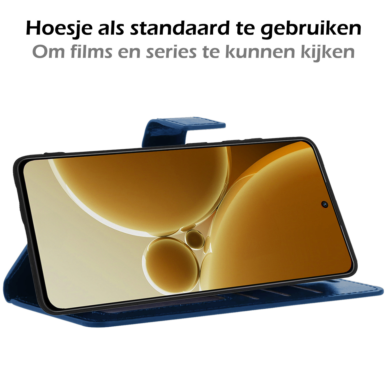 Nomfy Hoesje Geschikt voor OnePlus Nord 3 Hoes Bookcase Flipcase Book Cover Met 2x Screenprotector - Hoes Geschikt voor OnePlus Nord 3 Hoesje Book Case - Donkerblauw