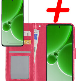 BASEY. BASEY. OnePlus Nord 3 Hoesje Bookcase Met Screenprotector - Donkerroze