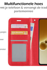 Nomfy Hoesje Geschikt voor OnePlus Nord 3 Hoes Bookcase Flipcase Book Cover Met 2x Screenprotector - Hoes Geschikt voor OnePlus Nord 3 Hoesje Book Case - Rood