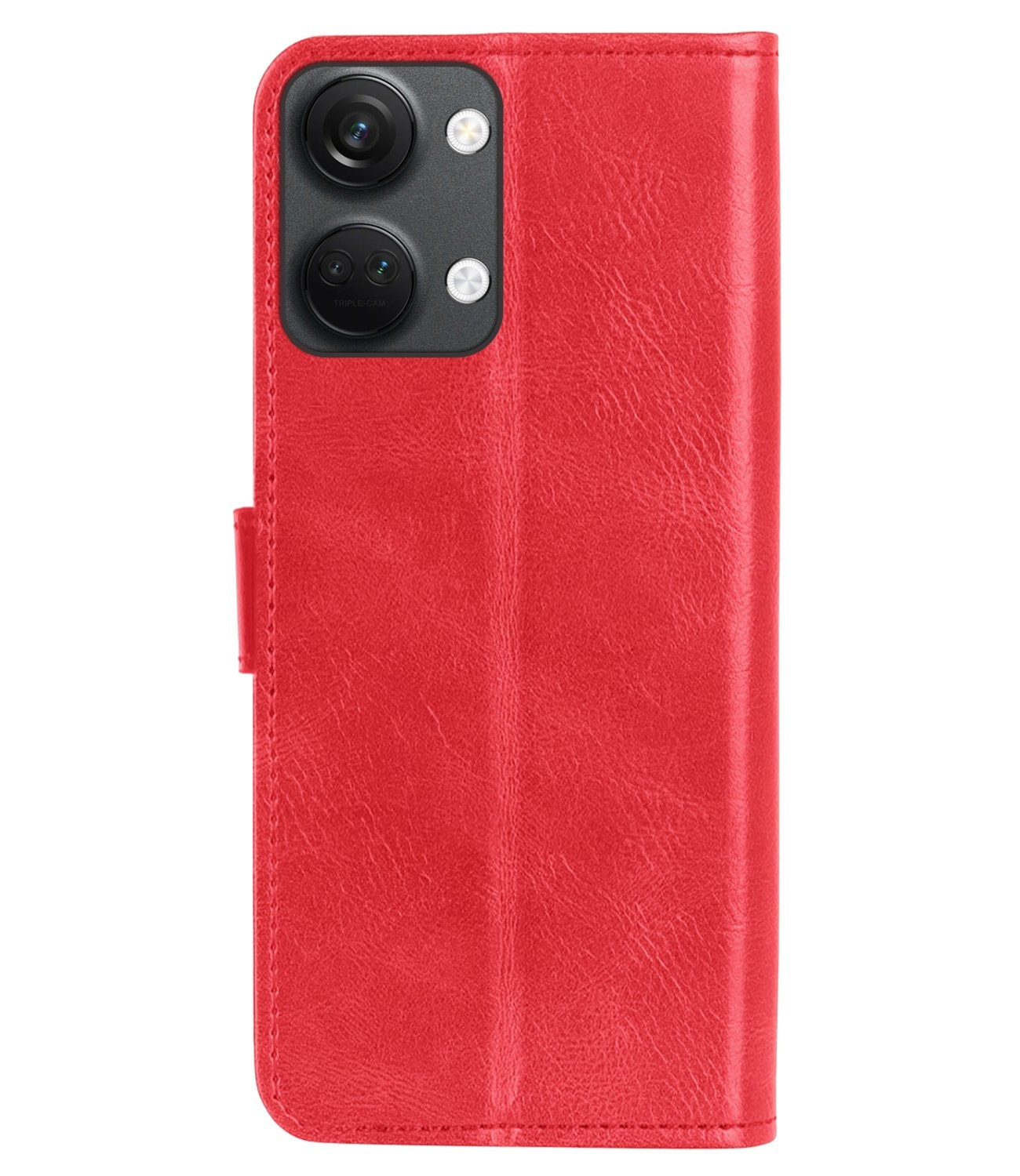 Nomfy Hoesje Geschikt voor OnePlus Nord 3 Hoes Bookcase Flipcase Book Cover Met 2x Screenprotector - Hoes Geschikt voor OnePlus Nord 3 Hoesje Book Case - Rood