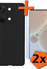 Nomfy Hoesje Geschikt voor OnePlus Nord 3 Hoesje Siliconen Cover Case Met 2x Screenprotector - Hoes Geschikt voor OnePlus Nord 3 Hoes Back Case - Zwart